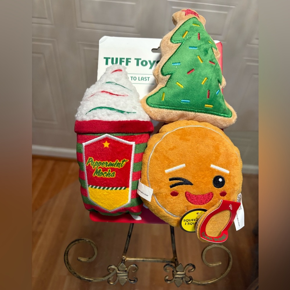 Jmle  tuff Very Durable Set Of 3 Cokie Peppermint Mocha 🌲 Dog Toy With Squeaker